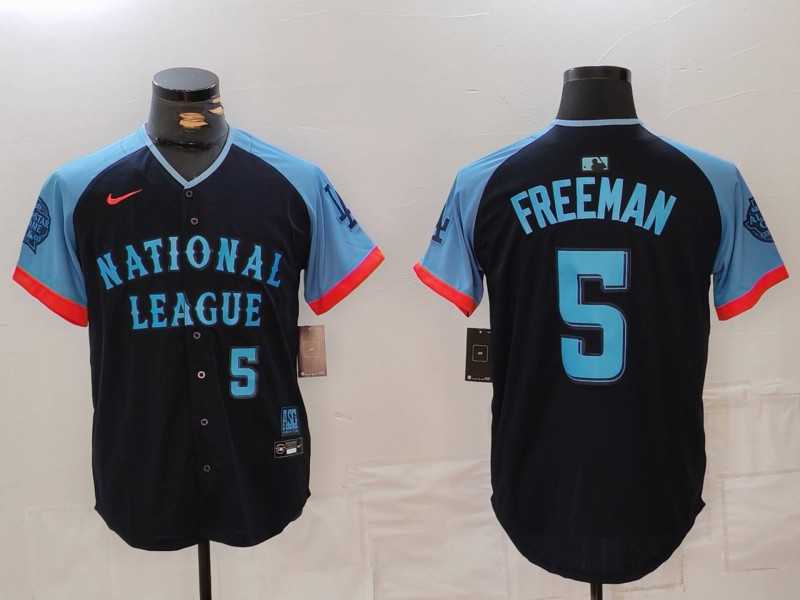 Mens Los Angeles Dodgers #5 Freddie Freeman Number Navy 2024 All Star Limited Stitched Jersey